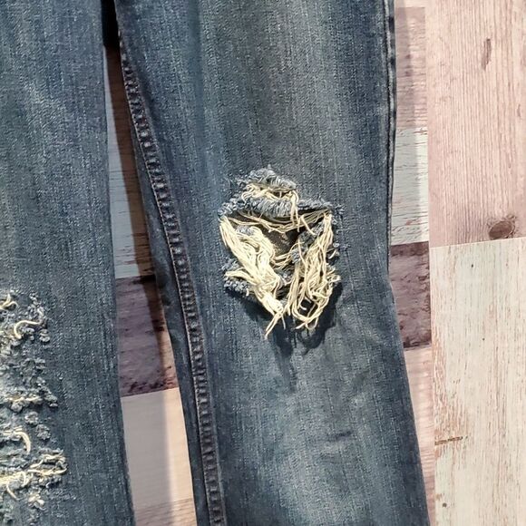 Trashed Distressed "Dream Big" Cruel Girl Slim 9R Denim Jeans Holes OOAK - Picture 5 of 11